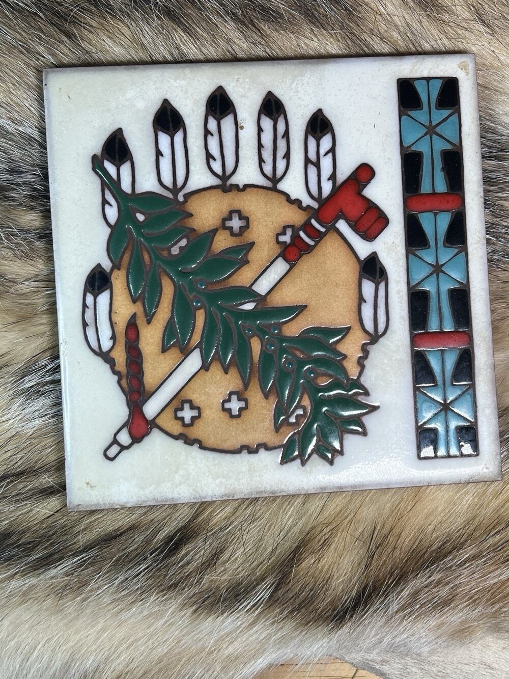 VTG Masterworks Handcrafted Ceramic Tile Trivet Southwestern Art Rustic 6x6 in